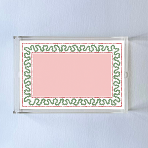 Harbor Trail Pink/Green w/Red Dash Rectangular Acrylic Tray, 2 Sizes