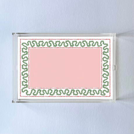 Harbor Trail Pink/Green w/Red Dash Rectangular Acrylic Tray, 2 Sizes