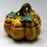 Vintage Small Ceramic Pumpkin Lidded Box