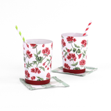 Hand-Painted Cottage Grove Geranium Glasses, Set of 4