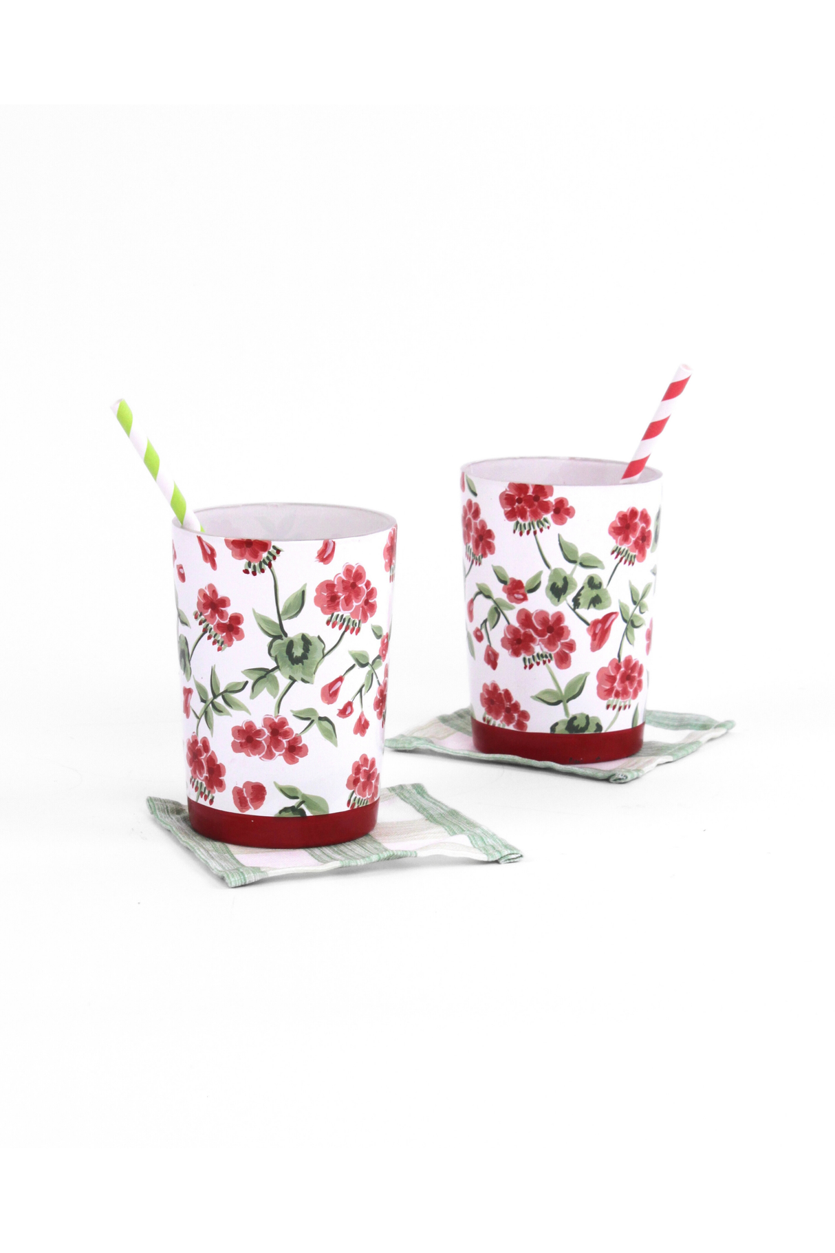 Hand-Painted Cottage Grove Geranium Drinking Glass/Vase