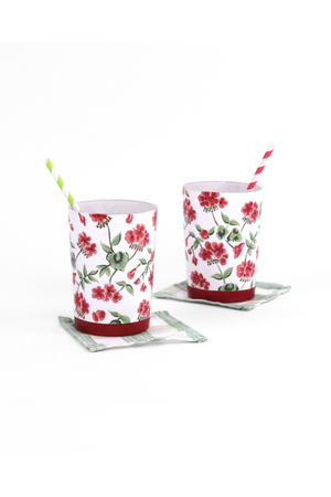 Hand-Painted Cottage Grove Geranium Drinking Glass/Vase
