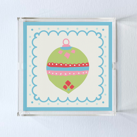 Christmas Ornament Square Acrylic Trays, 3 Sizes/Colors