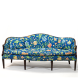 Vintage Blue Quilted Florals/Strawberries Polished Cotton Camelback Sofa