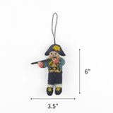 Felt patriotic soldier ornament featuring a colonial musician, measuring 6" by 3.5"