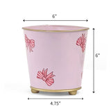 Hand-Painted Large Tole Cachepot - Pink Bows