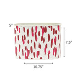 Large Decorative caddy featuring bold red and pink brushstroke patterns with contrasting white backgrounds throughout with dimensions of 5" by 7.5" by 10.75"