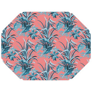 Jungle Road Pink/Blue Octagonal Paper Placemats, Pack of 10