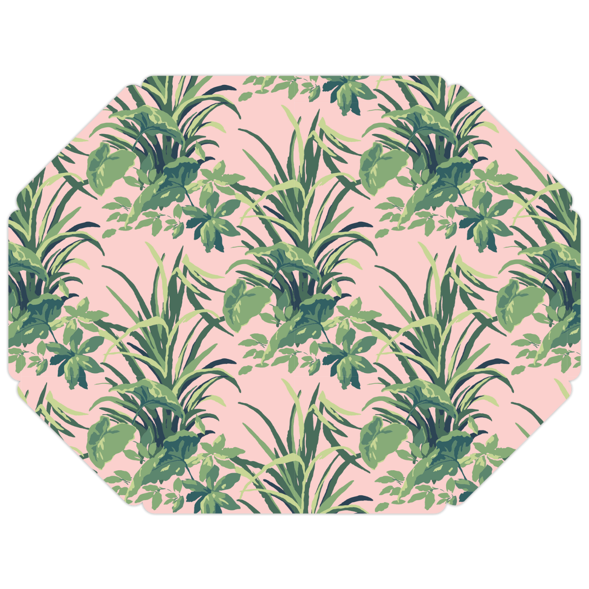 Pink/Green Jungle Road Octagonal Paper Placemats, Pack of 10