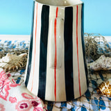 Hand-Painted Blue and Red Striped Pitcher