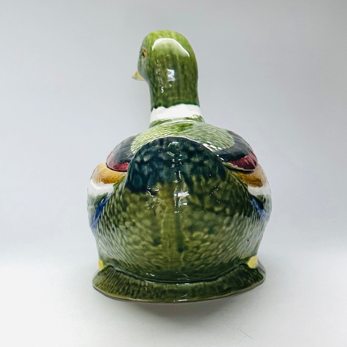 Vintage Lidded Portuguese Ceramic Mallard Centerpiece