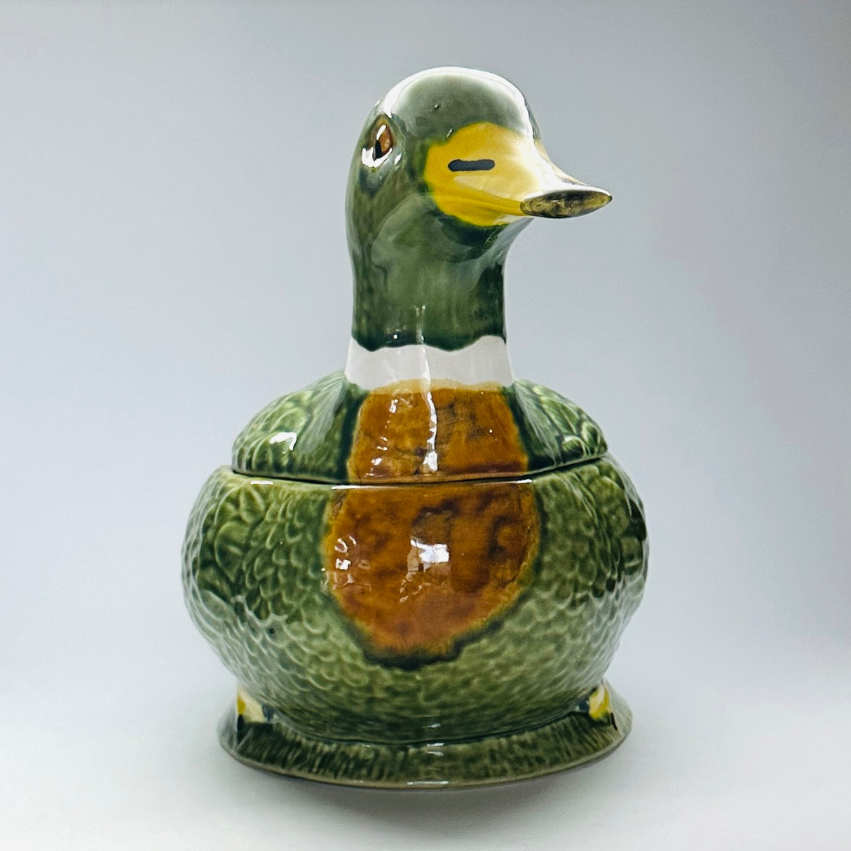 Vintage Lidded Portuguese Ceramic Mallard Centerpiece