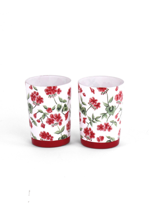 Hand-Painted Cottage Grove Geranium Drinking Glass/Vase