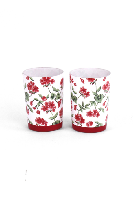 Hand-Painted Cottage Grove Geranium Drinking Glass/Vase