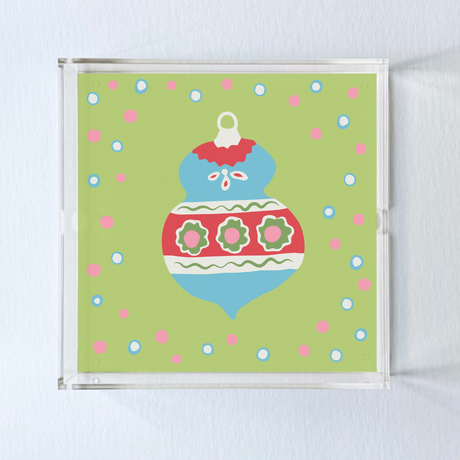 Christmas Ornament Square Acrylic Trays, 3 Sizes/Colors