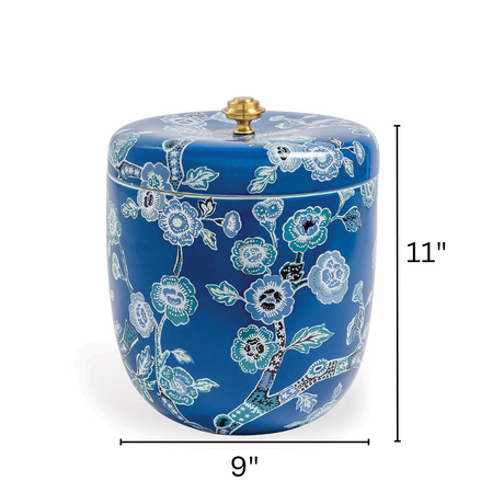 Temple Garden Navy Blue Porcelain Ice Bucket