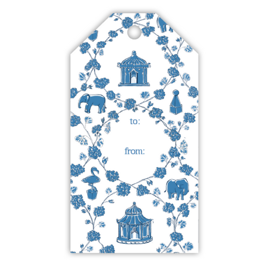 Gift Tag - Blue Fancy Tent Pattern