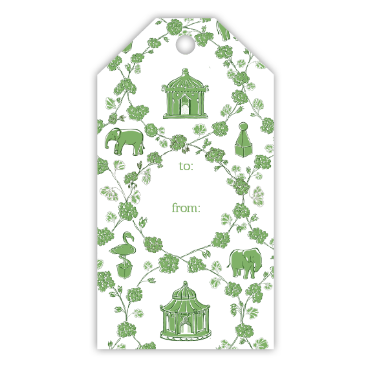 Gift Tag - Green Fancy Tent Pattern