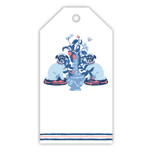 Gift Tag - Blue Pugs with Urn