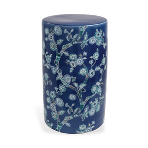 Temple Garden Navy Blue Porcelain Garden Stool