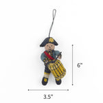 Felt patriotic soldier drum ornament featuring a yellow drum, measuring 6" by 3.5"