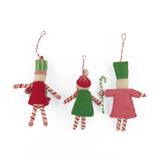Pink and Green Felted Wool Christmas Nutcrackers, Set of 3