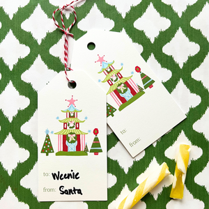 Festive Pagodas Christmas Gift Tags, Pack of 10