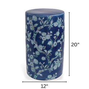 Temple Garden Navy Blue Porcelain Garden Stool