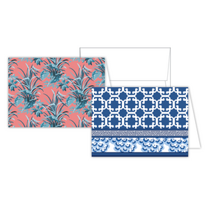 Monserrat Navy Blue/Jungle Road Coral Petite Notecard Set