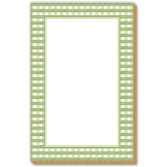 Luxe Large Notepad - Green Gin Lane Plaid Border