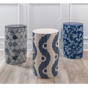 Temple Garden Navy Blue Porcelain Garden Stool