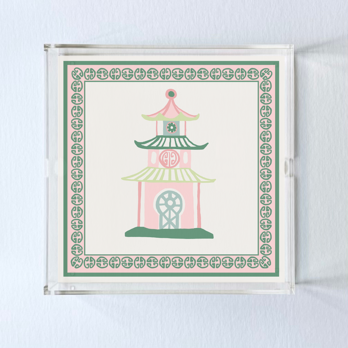 Fancy Pagoda Square Acrylic Tray, 3 Sizes