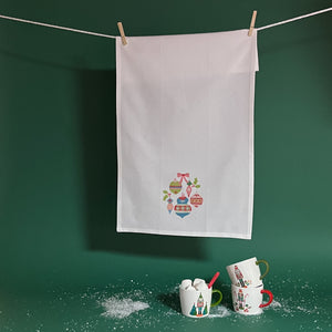 Holly Ornaments Tea Towel/Dish Towel/ Guest Towel