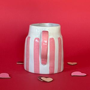 Hand-Painted Pink/White-Striped Pitcher