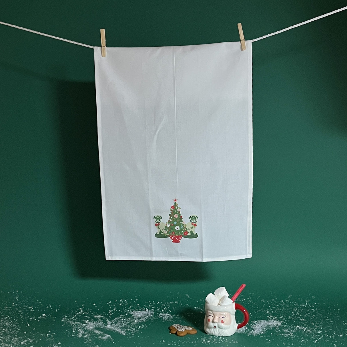 Christmas Pugs Tea Towel/Dish Towel/Guest Towel