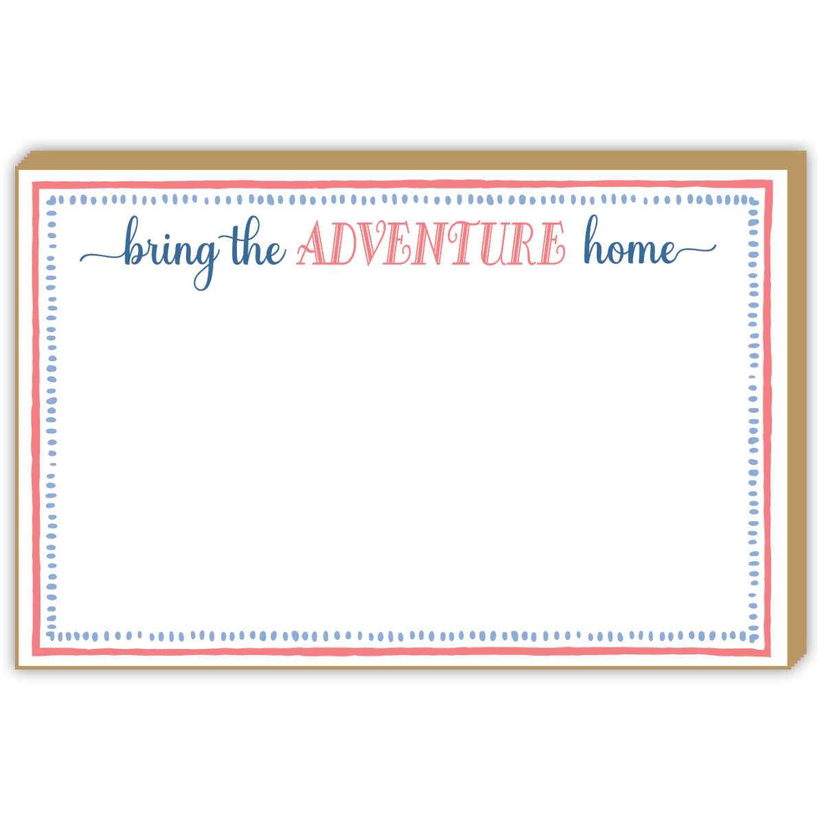 Luxe Large Notepad - Blue and Coral Bring the Adventure Home