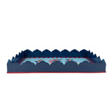 America patriotic red blue white tray side view with scalloped navy edges and colonial themed illustration design.