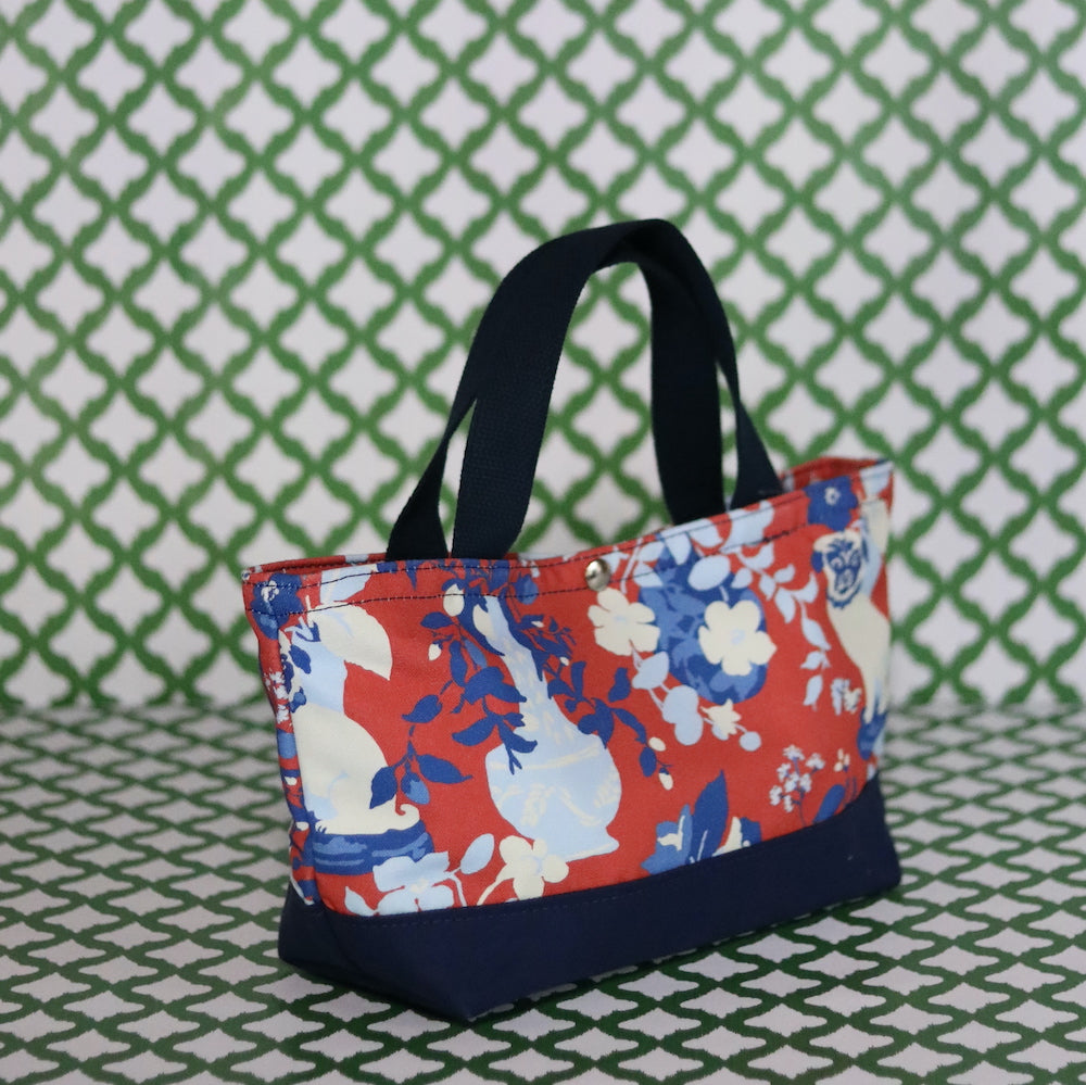 Front 3/4 view of Imperial Palace small canvas tote bag