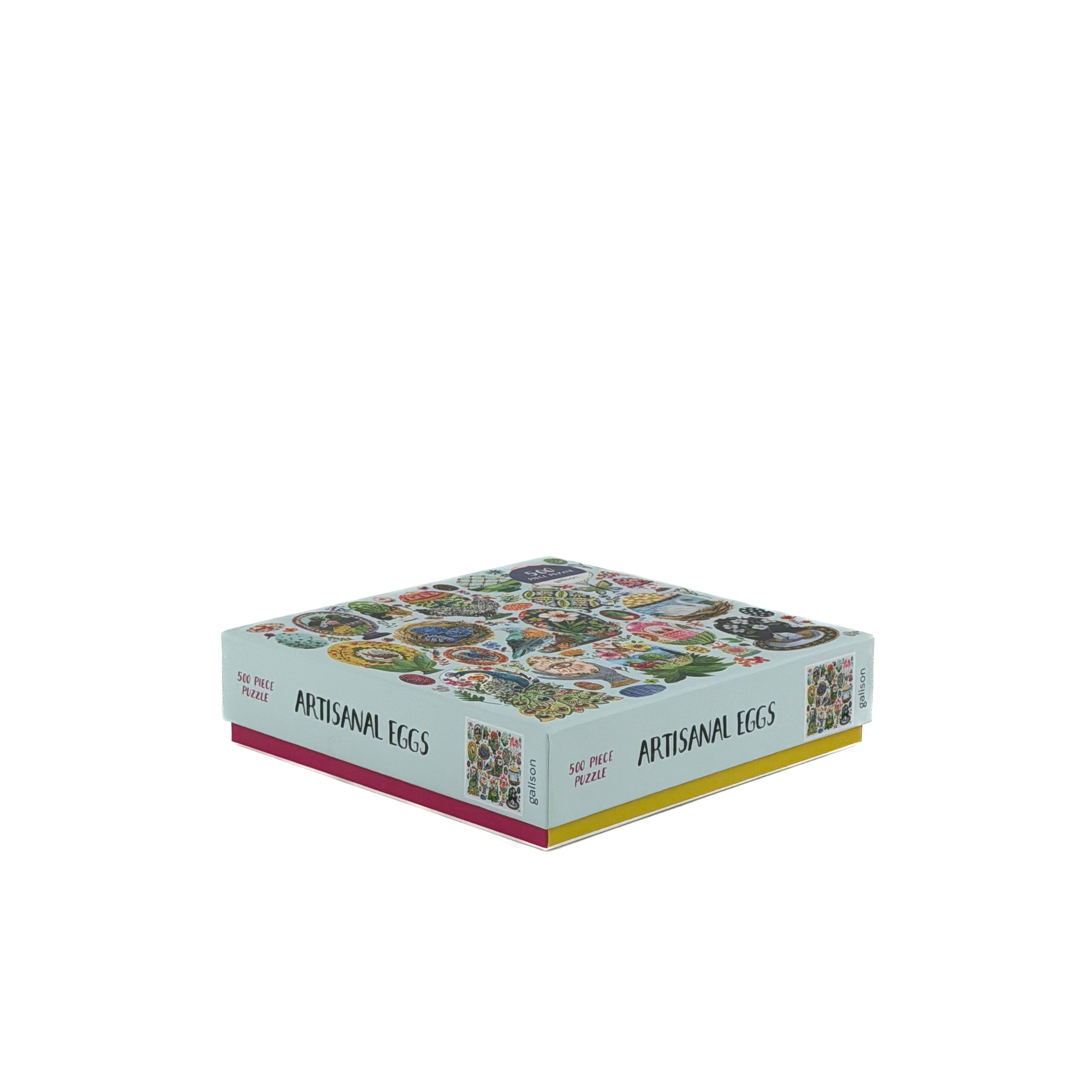 500 piece jigsaw puzzle with colorful artisanal egg illustrations