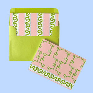 Bamboozled Pink/Green/Harbor Trail Pink/Green Petite Notecard Set