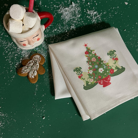 Christmas Pugs Tea Towel/Dish Towel/Guest Towel