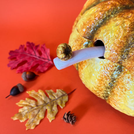 Vintage Oversized Ceramic Pumpkin Tureen/Centerpiece w/Ladle