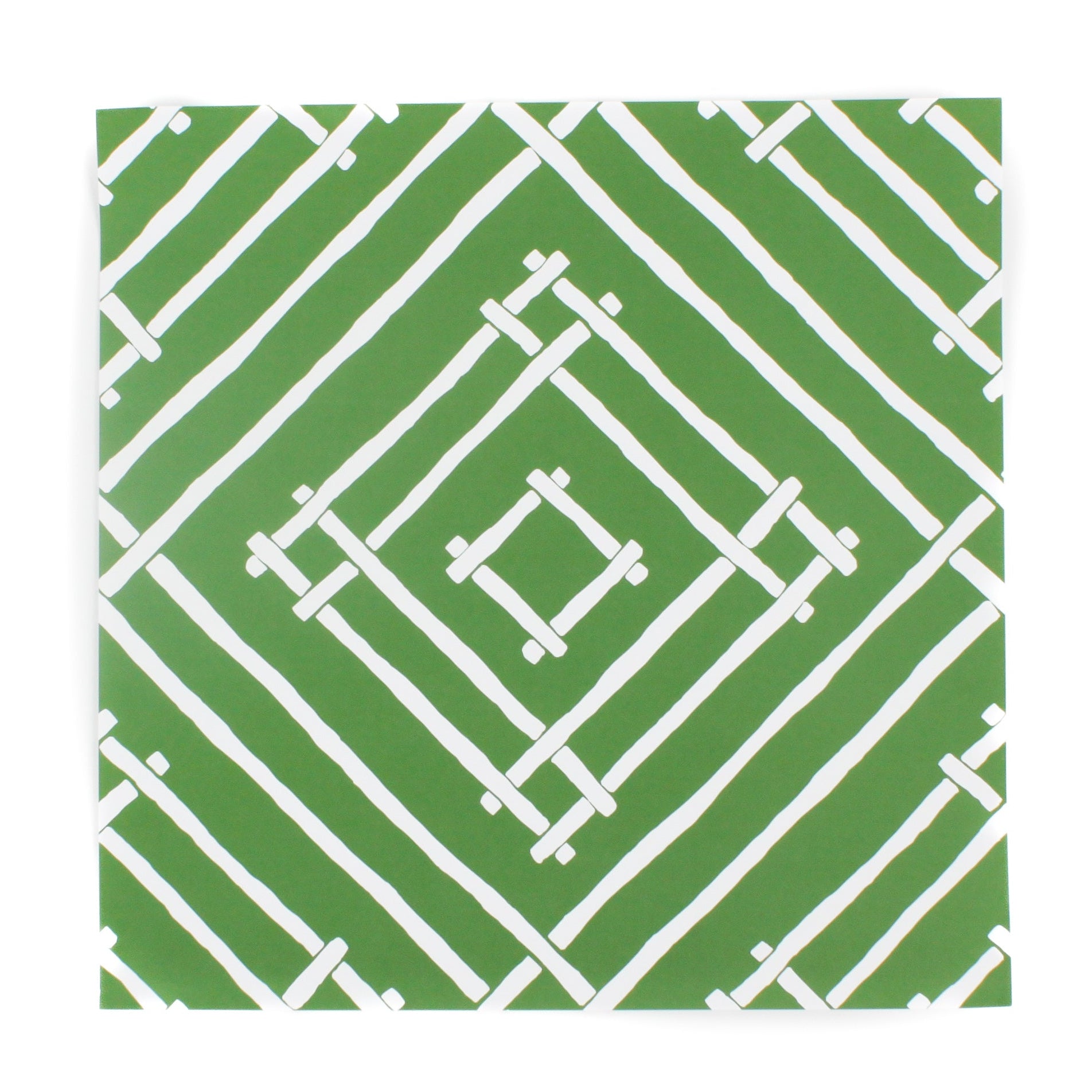 Island House square mid green paper placemats in a white background