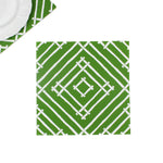 Island House square mid green paper placemats in a white background