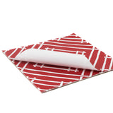 Island House square red paper placemats in a white background. 