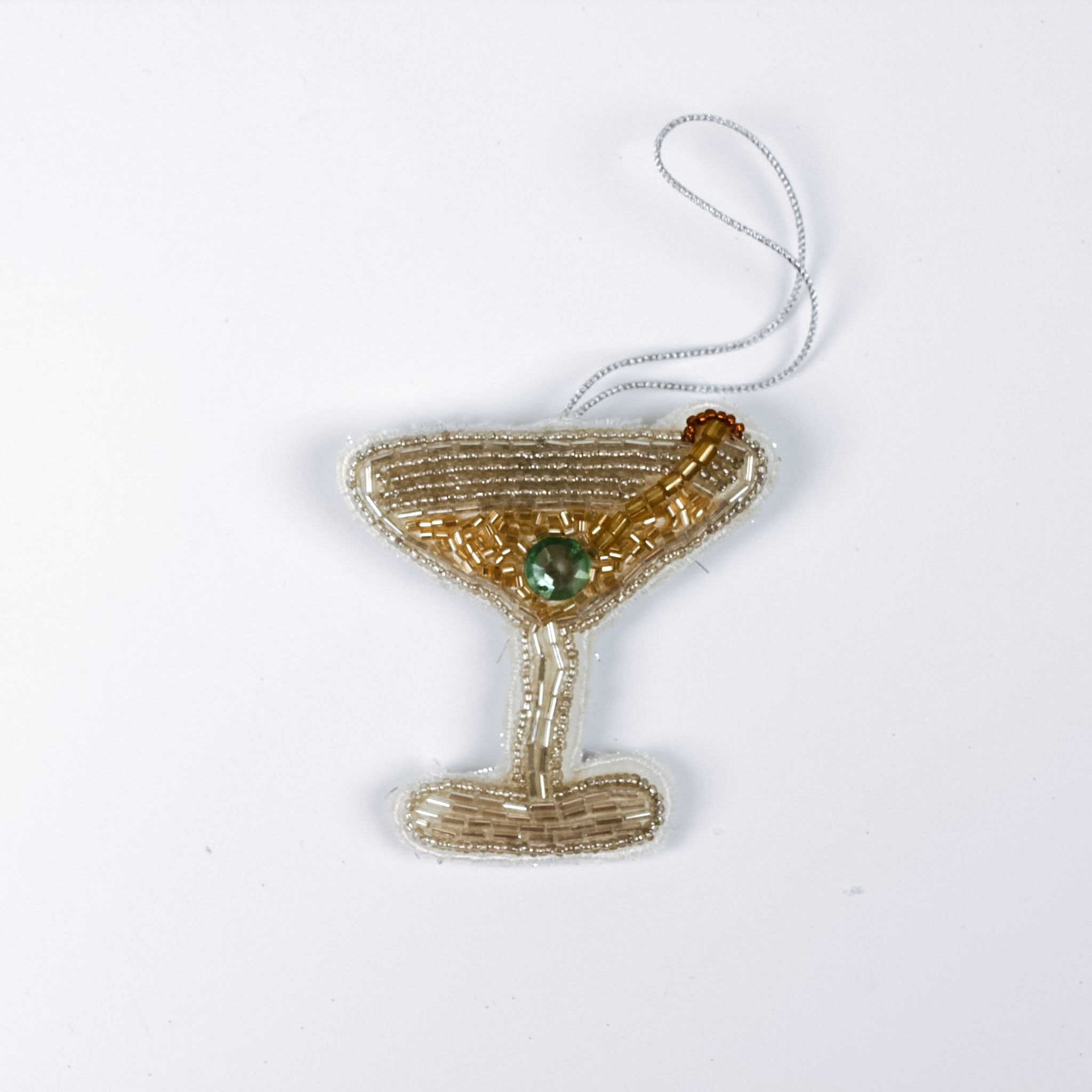 A beaded Christmas Cocktail ornament