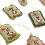 Hand-Painted and Beaded Reindeer Christmas Ornaments, Set of 8