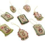 Hand-Painted and Beaded Reindeer Christmas Ornaments, Set of 8