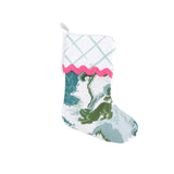 Old Peking Celadon Green Christmas Stocking with Pink Ric Rac
