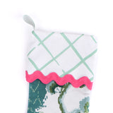 Old Peking Celadon Green Christmas Stocking with Pink Ric Rac